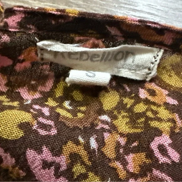 Rebellion Floral Bell Sleeve Prairie Mini Dress in Fall Colors - Picture 8 of 12